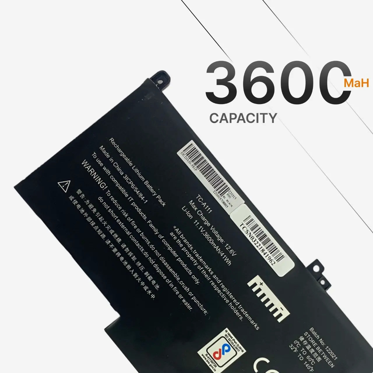 Compatible Laptop Battery for Dell DJ1J0 - Latitude E7280, E7380, E7480 Laptops (3600mAh, 3-Cell)