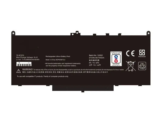 Compatible Laptop Battery for Dell E7270 - J60J5, 0MC34Y, 1W2Y2, Latitude 12 E7470 Laptops (5800mAh, 4-Cell)