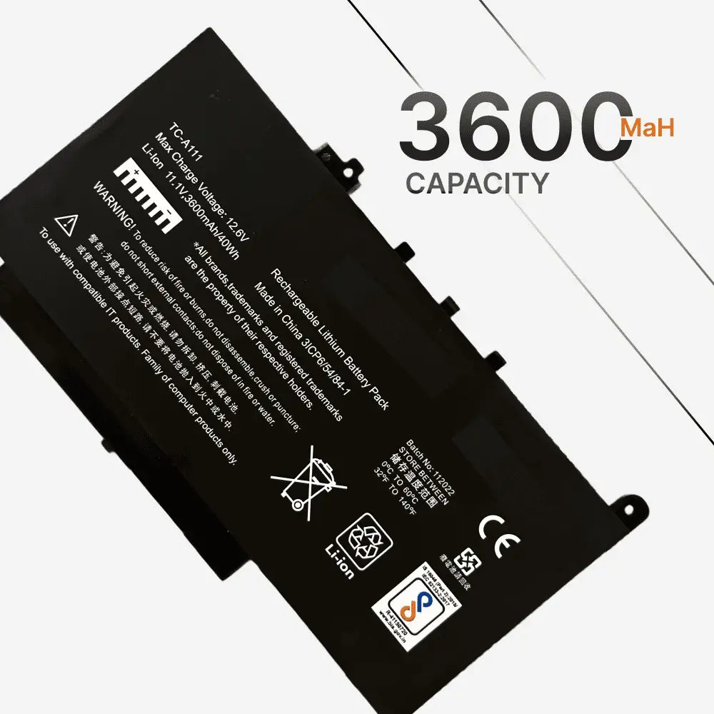 Compatible Laptop Battery for Dell E7470 - Latitude 0579TY, 579TY ,F1KTM, PDNM2 Laptops (3600mAh, 3-Cell)