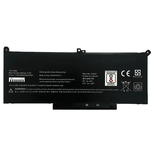 Compatible Laptop Battery for Dell E7480 - F3YGT, MYJ96, DM3WC, Latitude E7280, E7380 Laptops (5800mAh, 4-Cell)