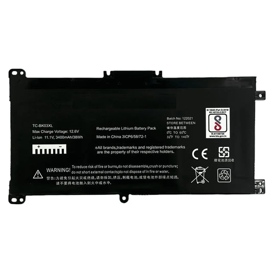 Compatible Laptop Battery for HP BK03XL - HSTNN-LB7S, Pavilion X360 14-BA000NB Laptops (3400mAh, 3-Cell)