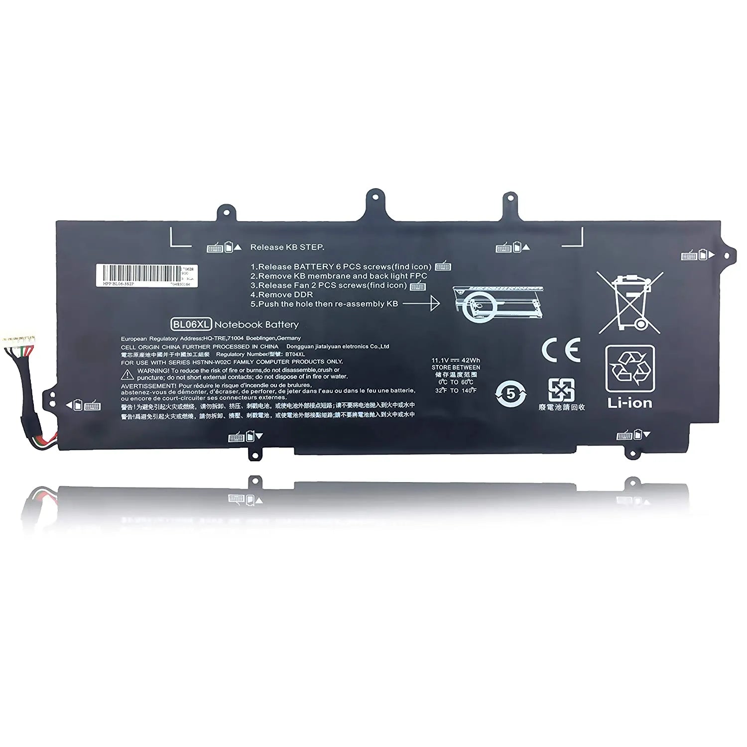 Compatible Laptop Battery for HP BL06XL - BL06042XL, EliteBook 1040 G1, 1040 G2 Series Laptops (3100mAh, 6-Cell)