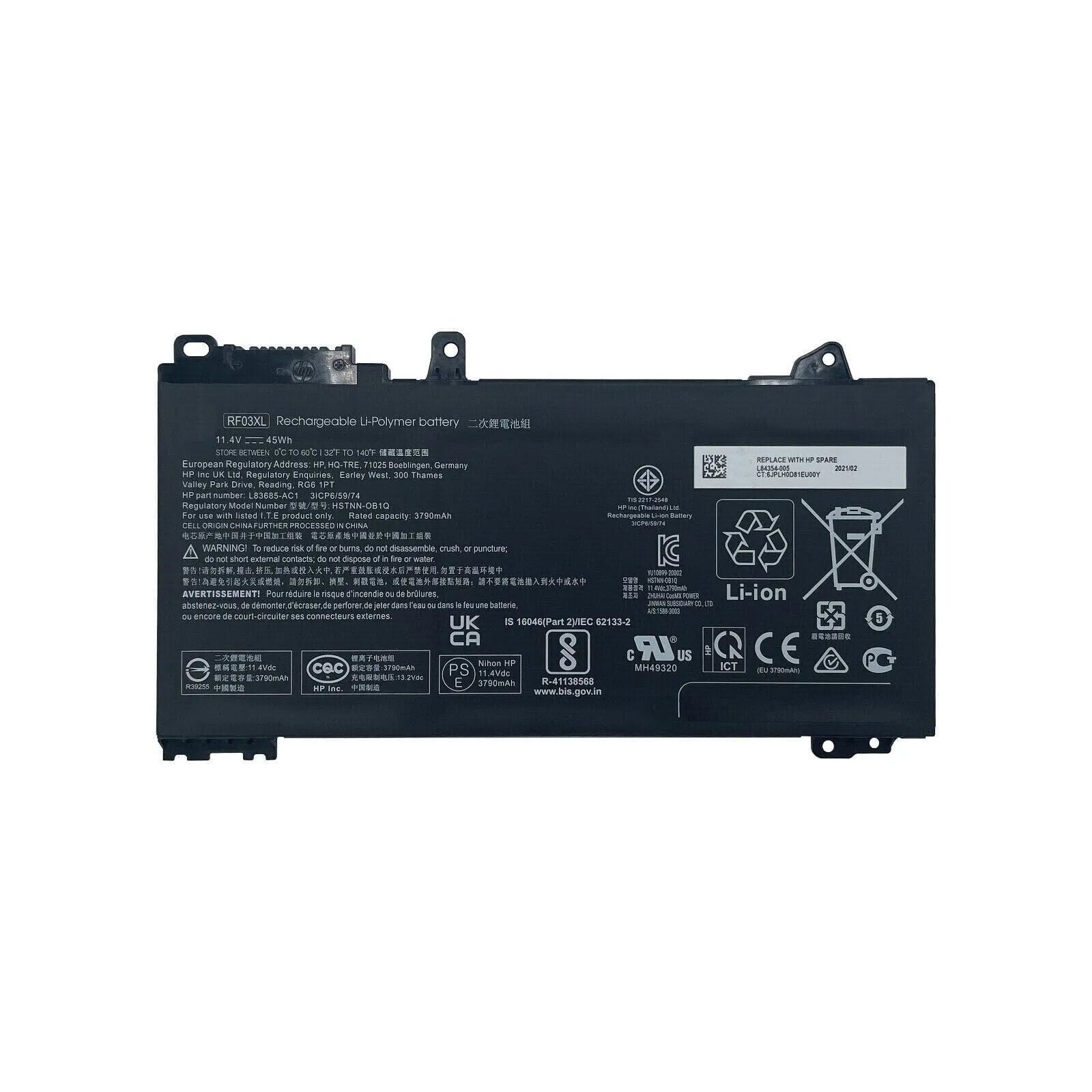 Compatible Laptop Battery for HP RF03XL- Pavilion x360 14 Convertible, ProBook 455 G7 Laptop (3500mAh, 3-Cell)