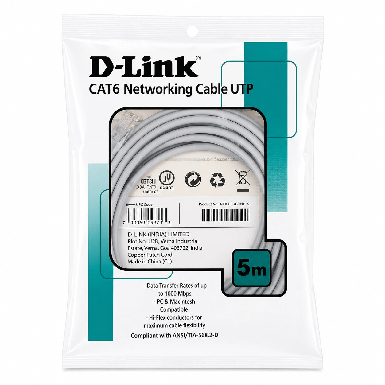 D-Link Original Patch Cord cat 6 - (5 Meter)