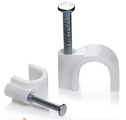 10MM Cable Clips with Metal Nails Heavy Duty Round Wire Fasteners for Wall Mounting (Pack of 25)