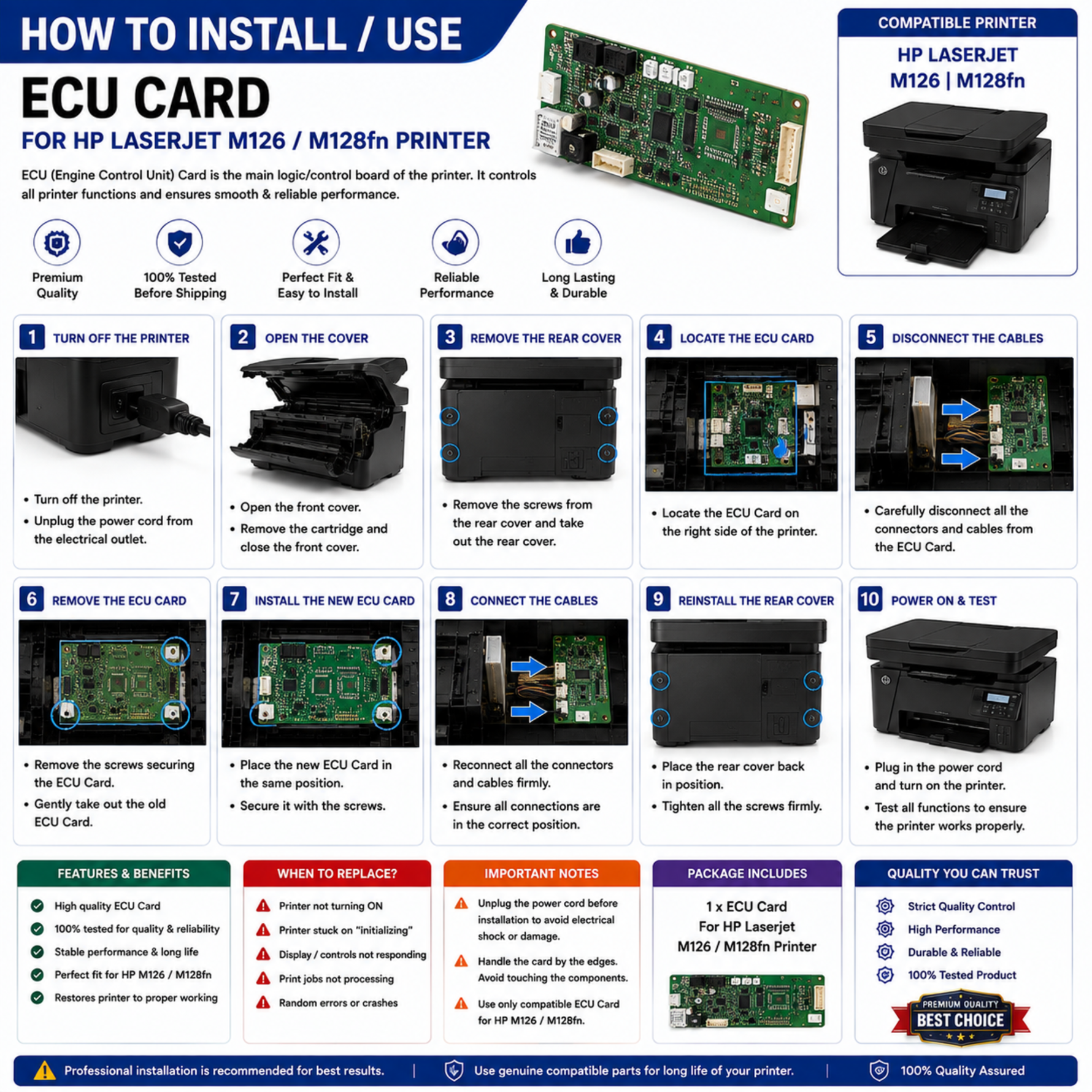 ECU Card For HP Laserjet M 126 128fn Printer