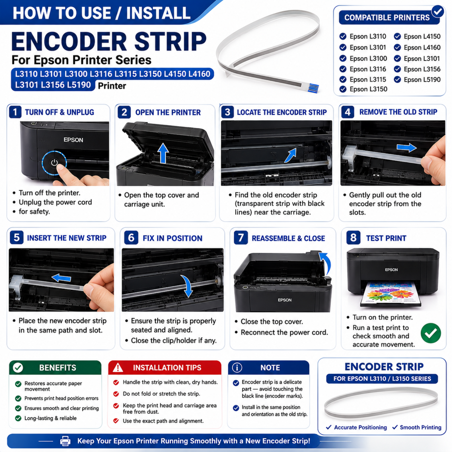 Encoder Strip For Epson L3110 L3101 L3100 L3116 L3115 L3150 L4150 L4160 L3101 L3156 L5190 Printer