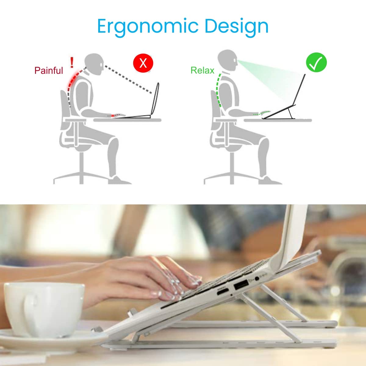 Foldable Height Adjustable Metal Frame Laptop Stand