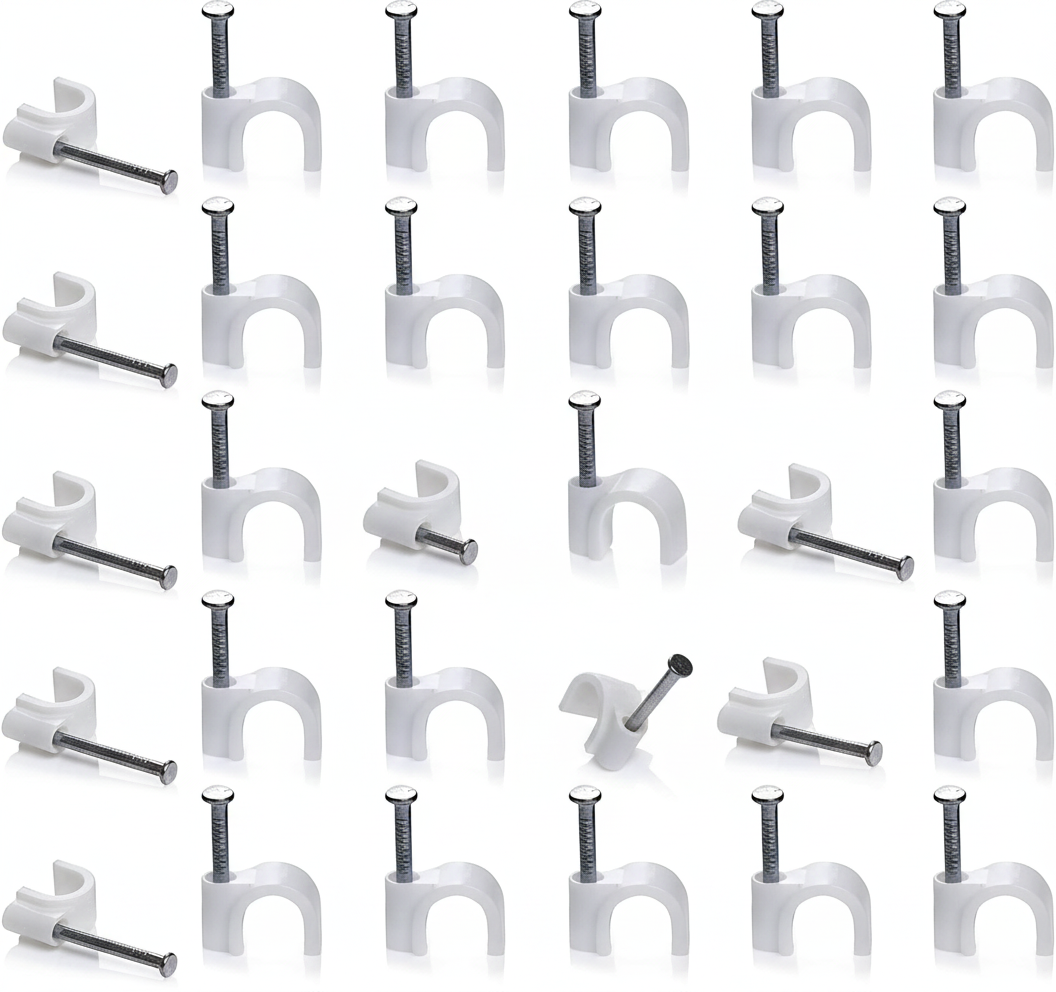 20MM Cable Clips with Metal Nails Heavy Duty Round Wire Fasteners for Wall Mounting (Pack of 25)