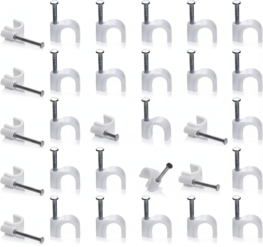 20MM Cable Clips with Metal Nails Heavy Duty Round Wire Fasteners for Wall Mounting (Pack of 25)