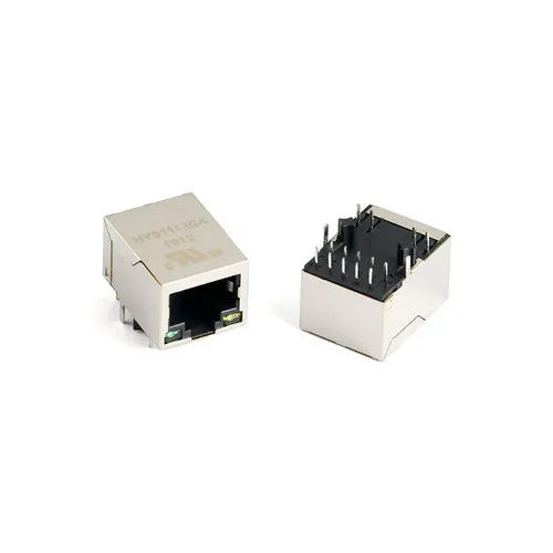 HY951180A - 1Port Upright RJ45 Connector with Magnetics Module & LED