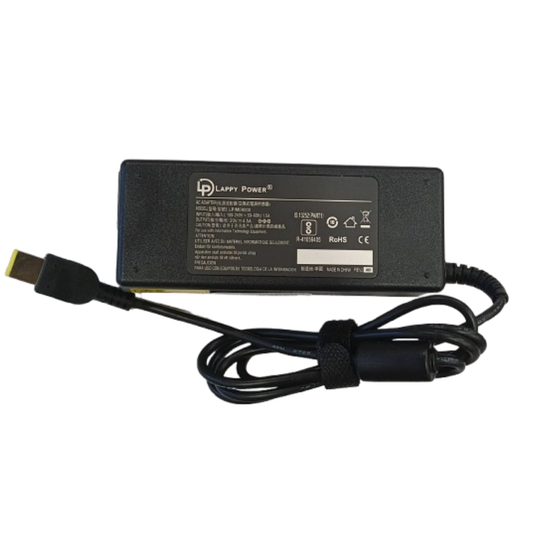 Laptop power adapter with USB cable on a white background