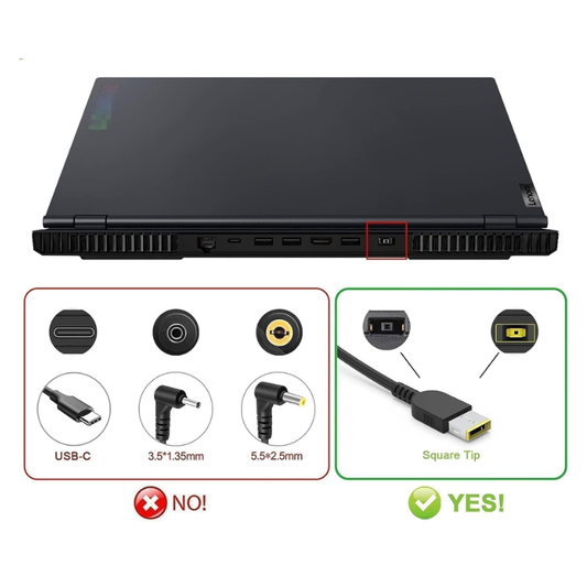 Laptop Adapter compatible for LENOVO (135W 6.75A 20V) Slim Tip Yellow USB Pin | Suitable for Legion Y530 Y730 Y520 Ideapad Y700 Gaming 3 Slim 7 ThinkPad T15p X1P 15v T440P T540 Yoga Slim 7 C940 S740 720 S740