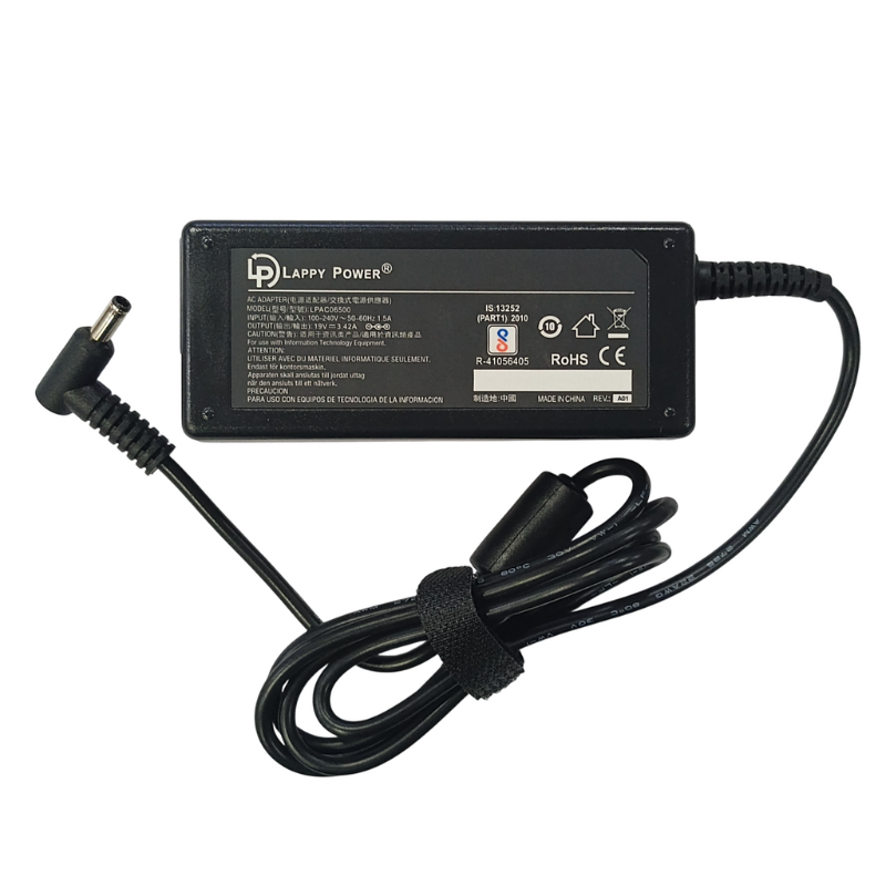 Laptop Adapter compatible for ASUS (65W 3.42A 19V) Small Pin - 4.5mm x 3.0mm Pin | Suitable for for Asus VivoBook 14, Zenbook 15, ASUSPRO B8430U, P751JA Series