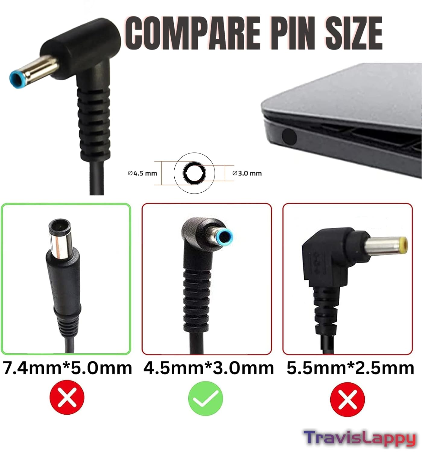 Laptop Adapter compatible for HP (90W 4.62A 19.5V) Blue Pin - 4.5mm x 3.0mm Pin | Suitable for Hp Pavilion 14-CF0000NE