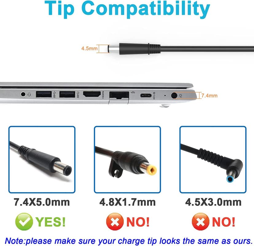 Laptop Adapter compatible for HP (90W 4.74A 19V) Big Pin - 7.4mm x 5.0mm Pin