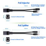 Passive PoE Cable - Power Over Ethernet Injector/Splitter Kit RJ45 DC Power