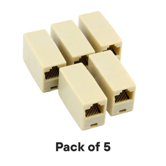 RJ45 ECO Cover Female-to-Female Ethernet Coupler LAN Adapter (Cat5, Cat6) (Pack of 5 pcs)