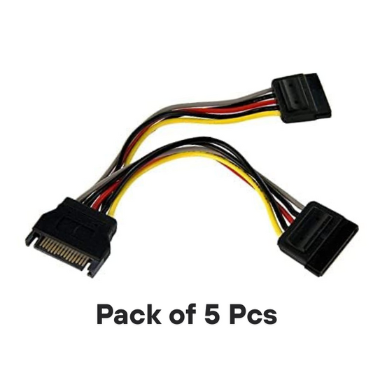 15 Pin SATA Power Y-Splitter Cable SATA Male to Dual Female Cable for Hard Disk Drive Adapter Cable (Pack of 5 Pcs)
