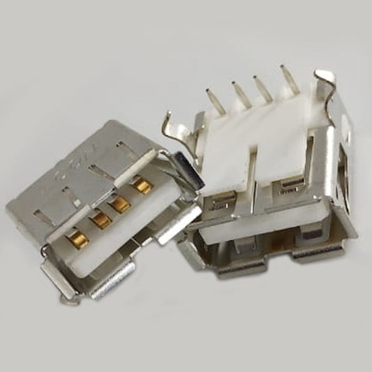 14mm USB Type-A Female Connector (4 Pin, Right Angle, 2 Bent Legs)