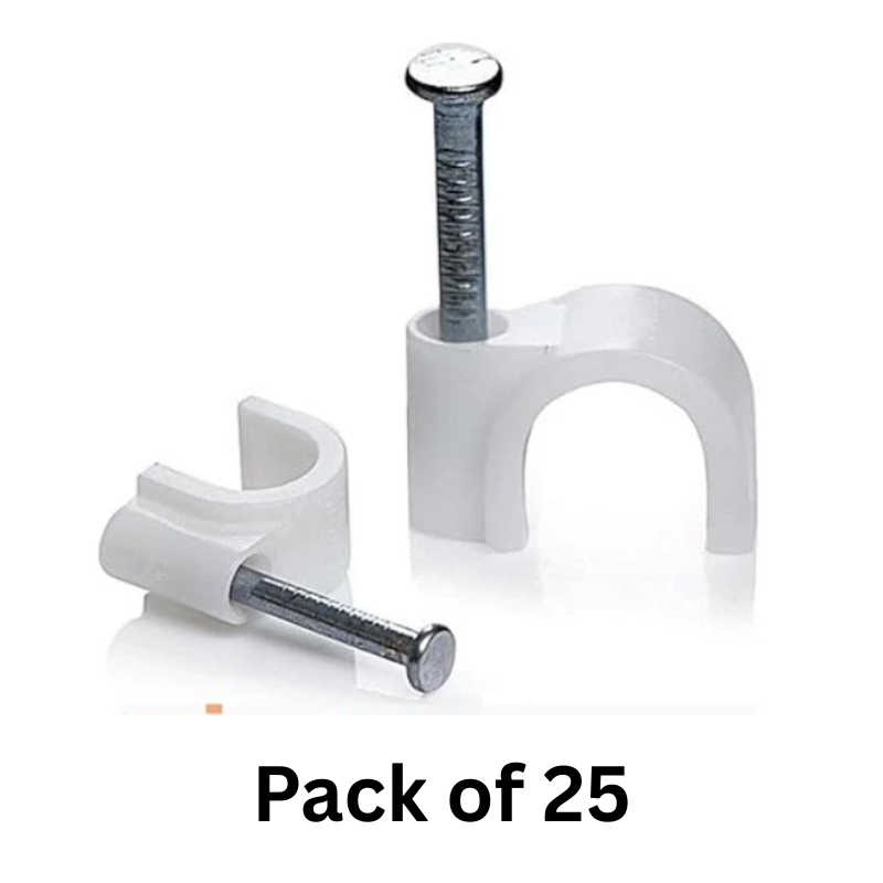 16MM Cable Clips with Metal Nails Heavy Duty Round Wire Fasteners for Wall Mounting (Pack of 25)