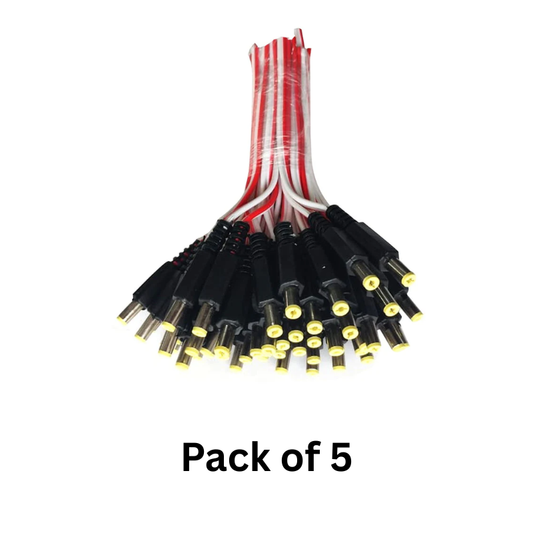 DC Cable For CCTV Camera (Red & Black) - Pack of 5