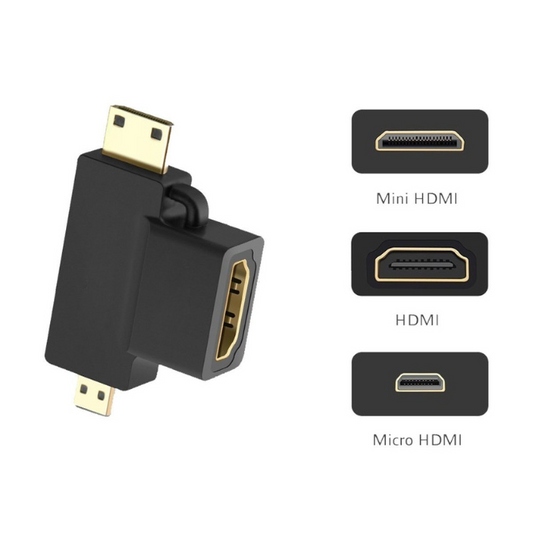 HDMI (F) to Micro HDMI (M) + Mini HDMI (M) Converter Adapter