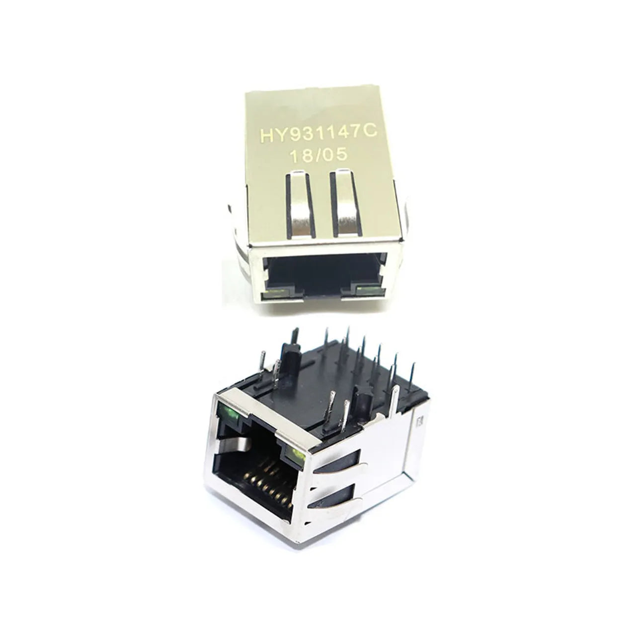 RJ45 LAN Ethernet Connector with Integrated Magnetics and LED 10/100Base-TX - HY931147C