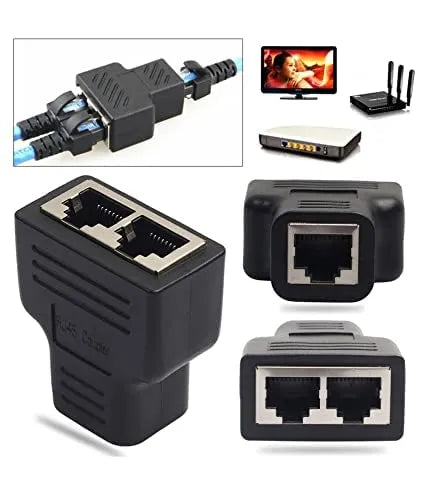 RJ45 Splitter 1 to 2 Network Connector Dual LAN Ethernet Socket 8P8C Extender Plug For Cat5 Cat6