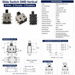 Slide Switch SMD Vertical - 6 pins - 2 circuits - 2 positions