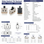 Slide Switch TH Vertical - 8 pins - 2 circuits - 3 positions