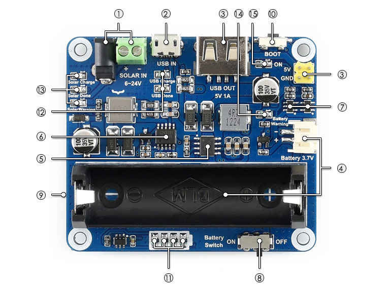 Solar Power Management Module For 6V~24V Solar Panel