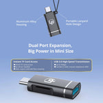 LappyPower USB-C to USB 3.0 & TF 2.0 Card Reader Adapter – 5Gbps Aluminum Hub