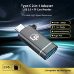 LappyPower USB-C to USB 3.0 & TF 2.0 Card Reader Adapter – 5Gbps Aluminum Hub