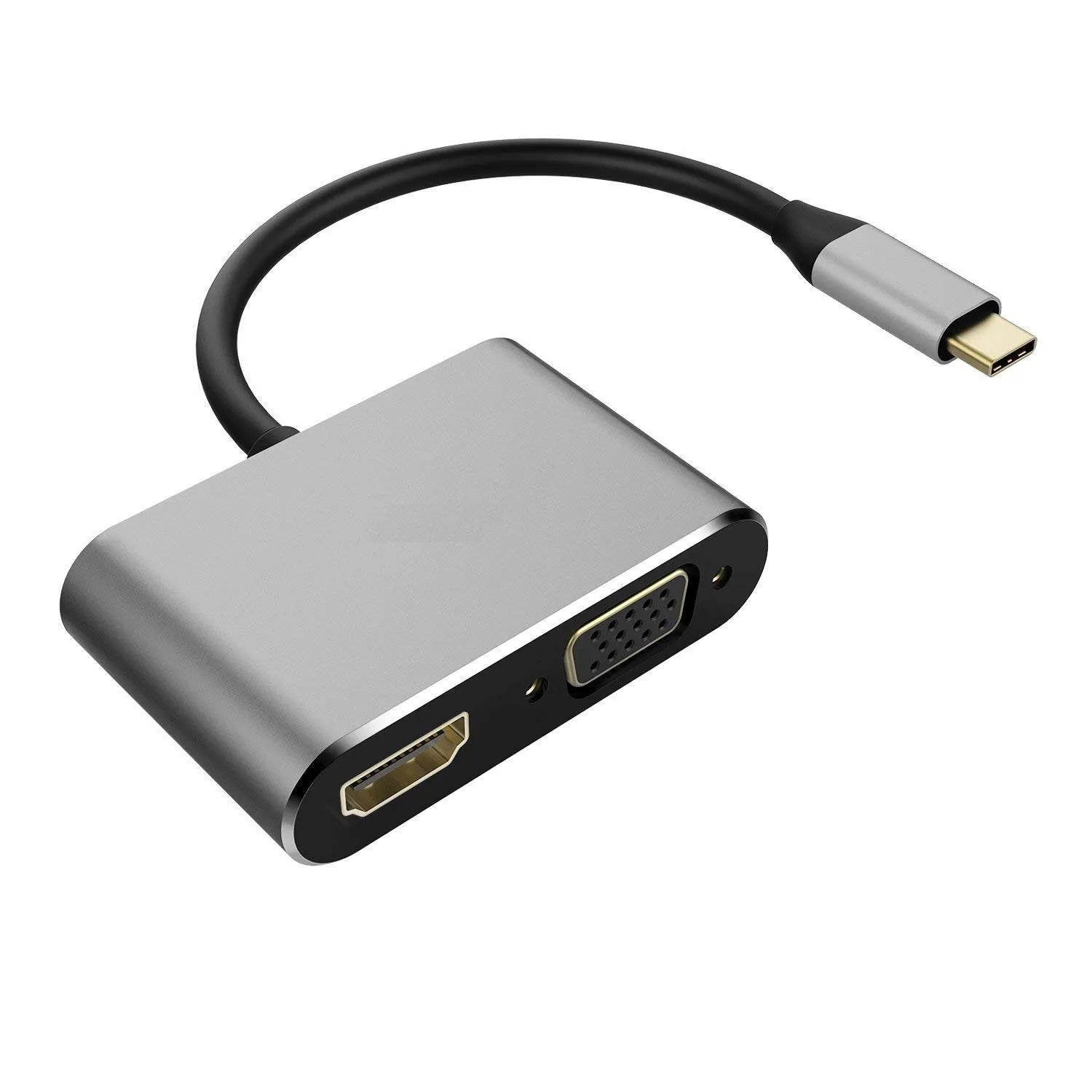Type C to 2 in One Adapter with 4k HDMI @30Hz & Vga 1080p to Mirror or Extend Display
