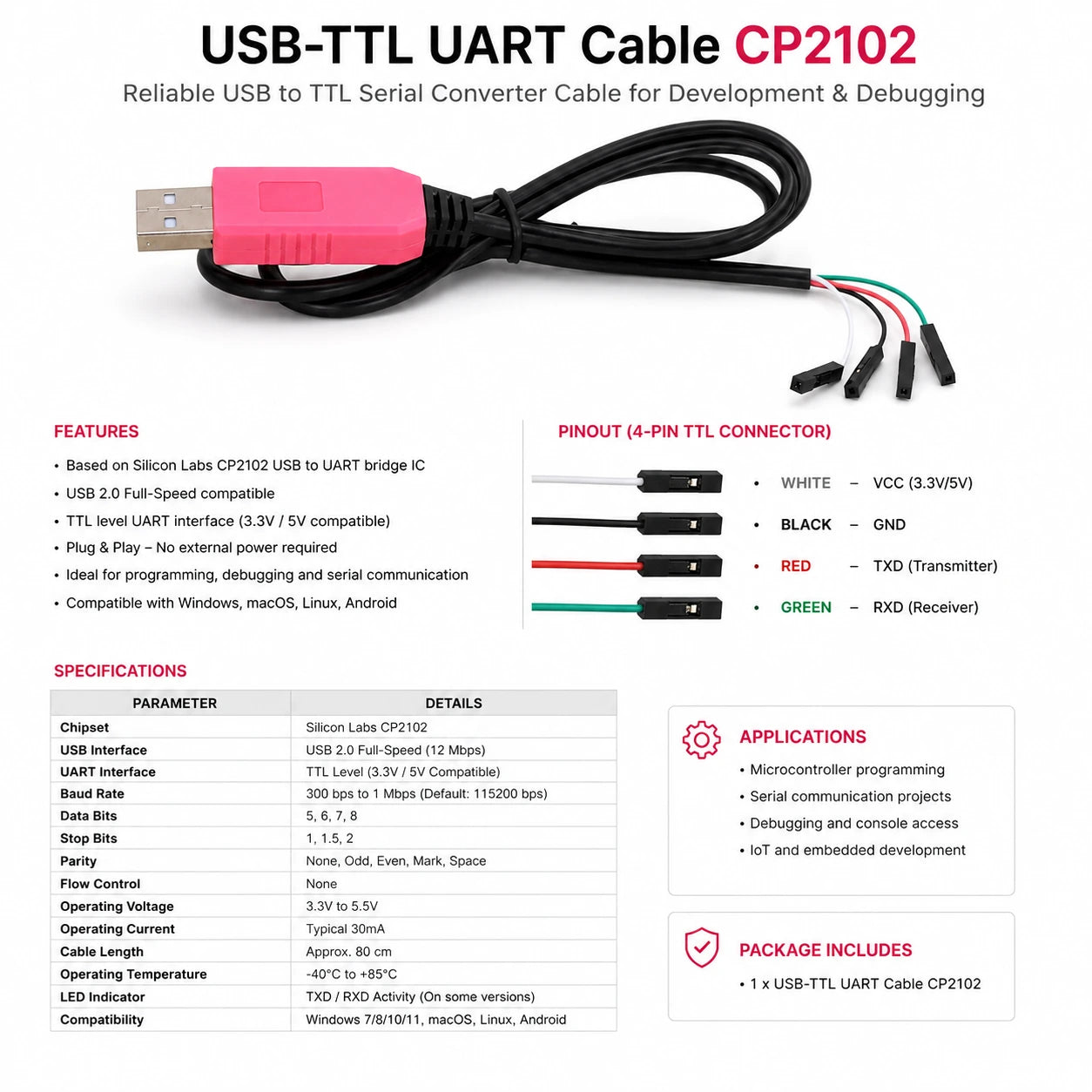 USB-TTL UART Cable CP2102
