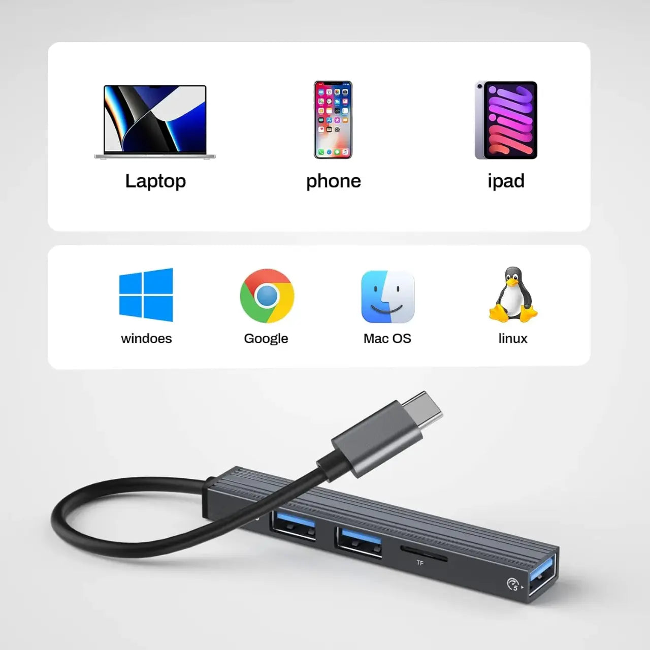 USB 3.0 + Type C Combo USB F 4 Point Hub
