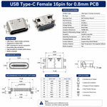 USB Type-C Female 16pin for 0.8mm PCB