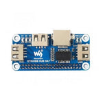 Ethernet / USB HUB HAT for Raspberry Pi, 1x RJ45, 3x USB