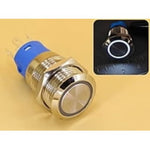 Metal Switch 16mm - Push to ON/OFF Latch - IP65 - Indicator 220V AC White Ring