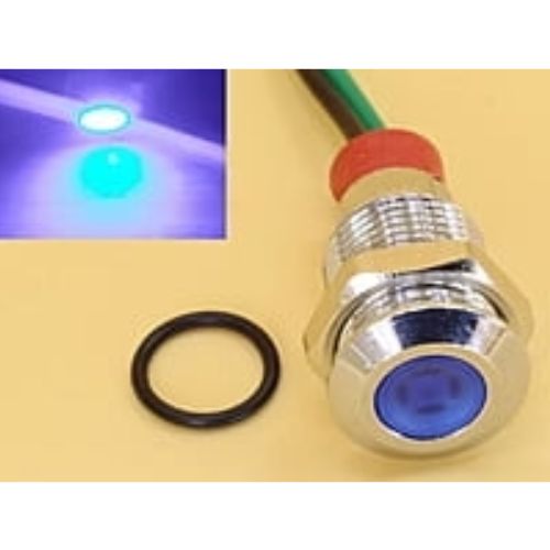 Blue 10mm 110-220V AC Panel Mount Indicator LED with 15cm wire