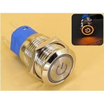 Metal Switch 16mm - Push to ON/OFF Latch - IP65 - Indicator 220V AC Yellow Ring+Power