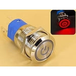 Metal Switch 16mm - Push to ON/OFF Latch - IP65 - Indicator 220V AC Red Ring+Power