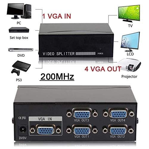 VGA Splitter (1X4) 1 Input 4 Output Sharing Box 
