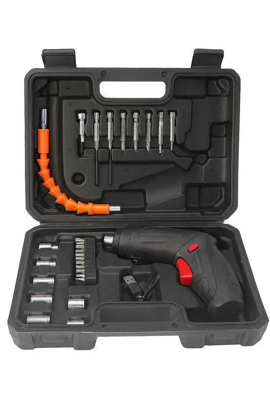 Electric Screwdriver-Drill Set | Portable, Cordless & USB-Rechargeable | 44 Driver-bits
