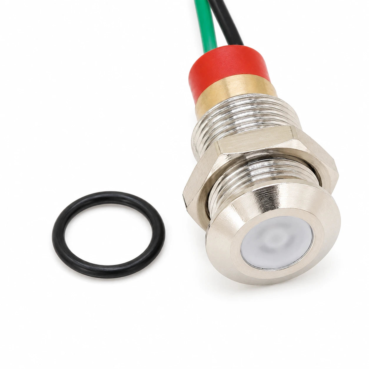 White 10mm 12-24V DC Panel Mount Indicator LED with 15cm wire