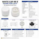 White Cap R8.9 Square Stem 3.8mm for Switches 12x12x7.3mm