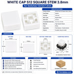 White Cap S12 Square Stem 3.8mm for Switches 12x12x7.3mm