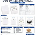 White Cap S9.2 Square Stem 3.8mm for Switches 12x12x7.3mm