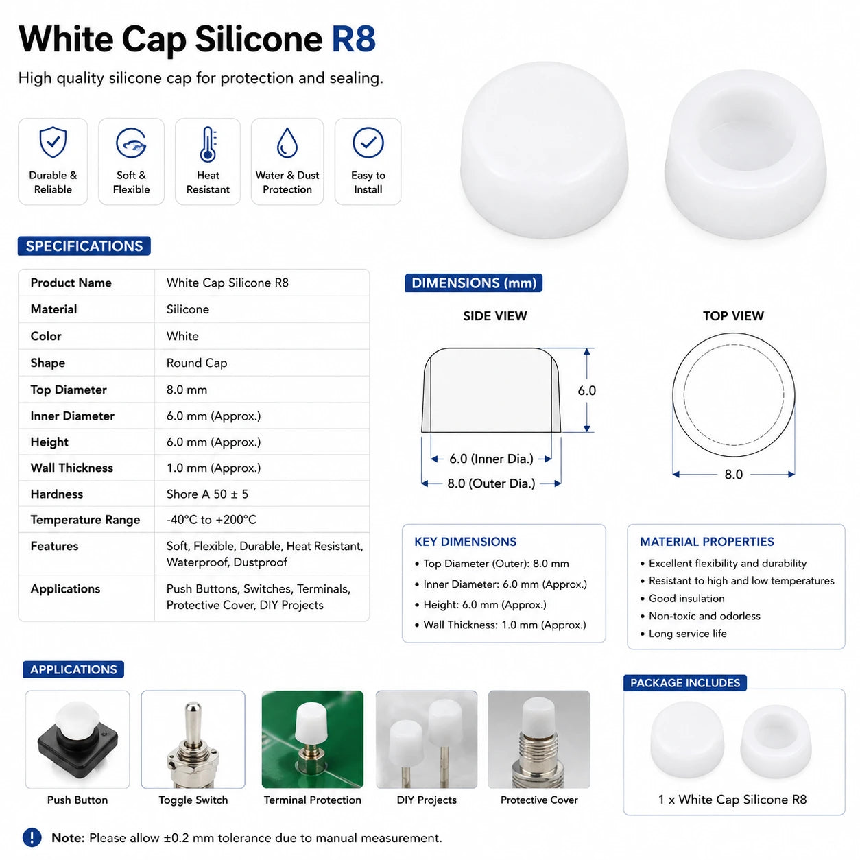 White Cap Silicone R8